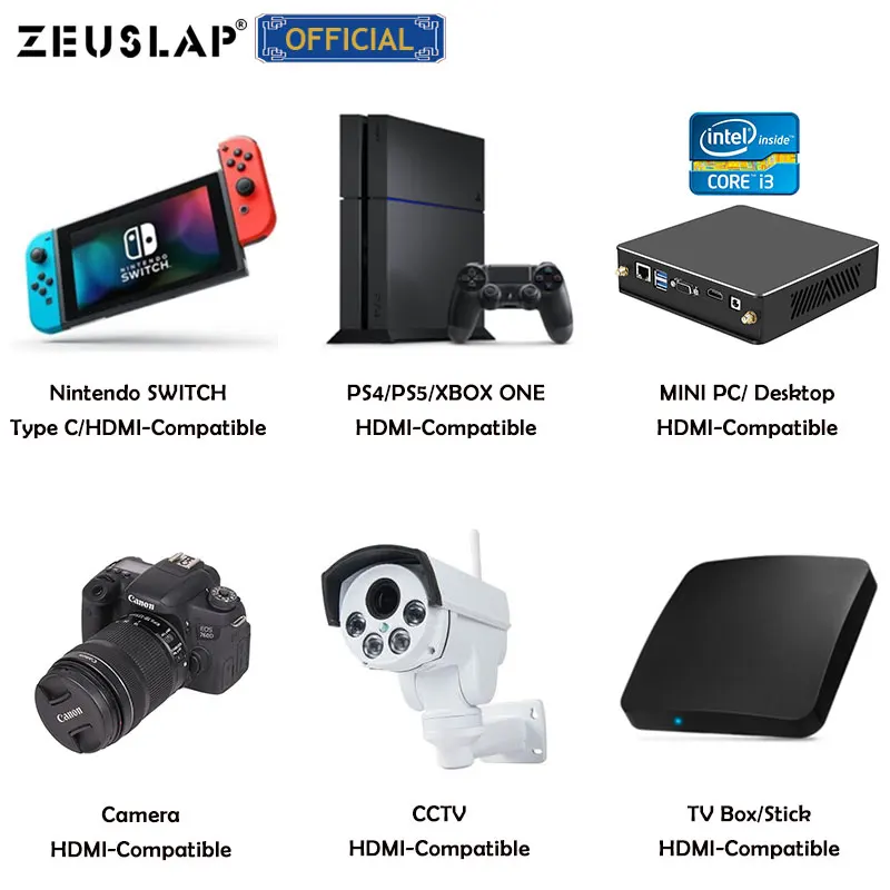 zeuslap 8 9inch 10 point touch monitor with usb c hdmi compatible dual input portable gaming monitor for laptop phone camera free global shipping