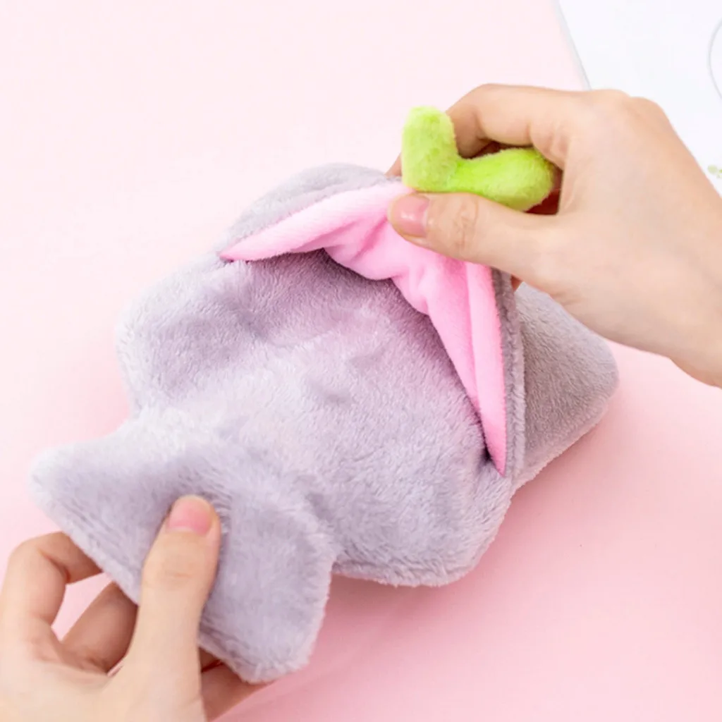 Милая мультяшная плюшевая теплая сумка для воды горячая бутылка