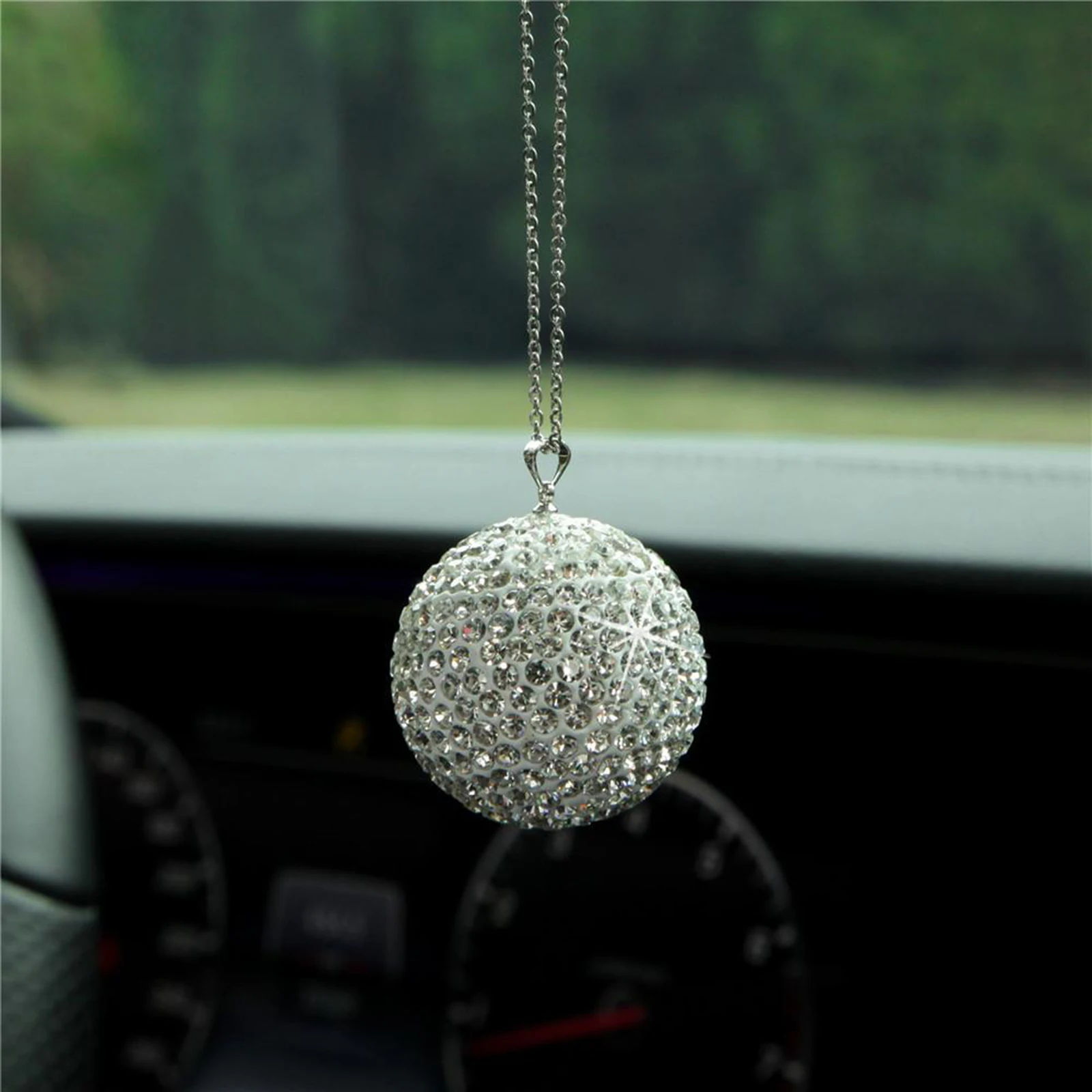 

Creative Colorful Crystal Ball Rhinestone Car Pendant for Rear View Mirror