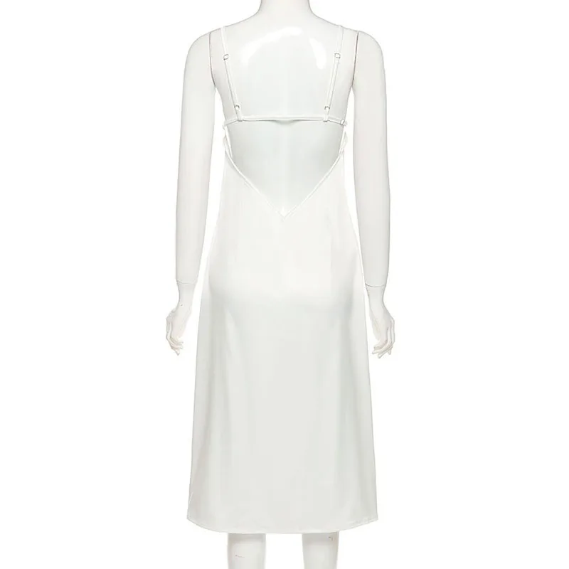 

Women Summer 2021 Vintage Sexy Satin Camisole V Neck Maxi Dress Female Backless Clubwear Wrap Elegant Long Dress Dropshipping