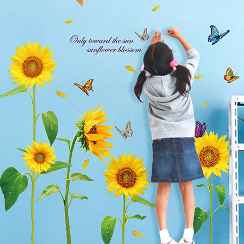 Пасторальный пейзаж настенное искусство домашний декор наклейка Подсолнух обои