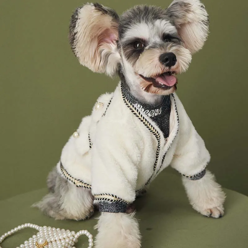 

Одежда для собак осенняя и зимняя одежда белая женская Тедди Шнауцер Мопс Бишон пальто для маленьких и средних питомцев