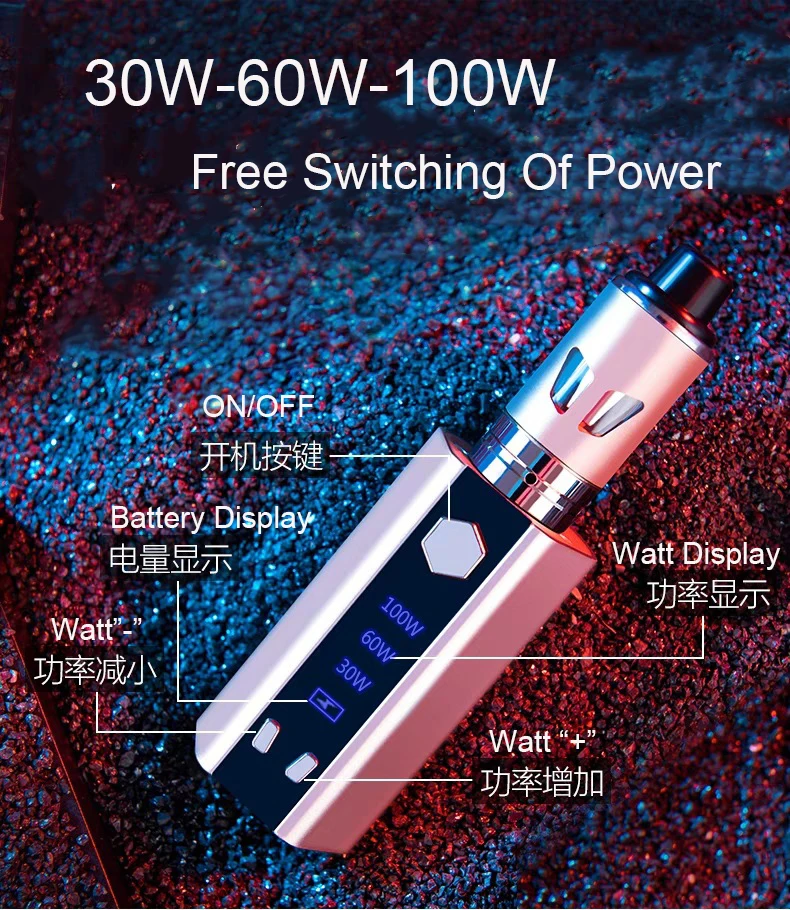 Оригинал 100 Вт USB Chaeger электронная сигарета 2200 вэпорайзер на батарейках для