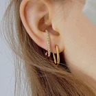 Новые золотые серьги-каффы и серьги-гвоздики для пирсинга козелка длинные серьги-гвоздики для женщин