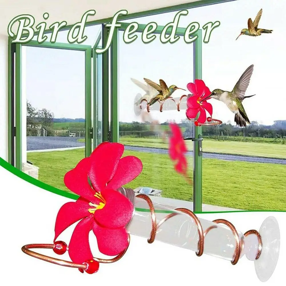 

Copper Window Mount Hummingbird Feeder Gardening Bird Feeder Flower Copper Window Mount Outside Hummingbird Feeder