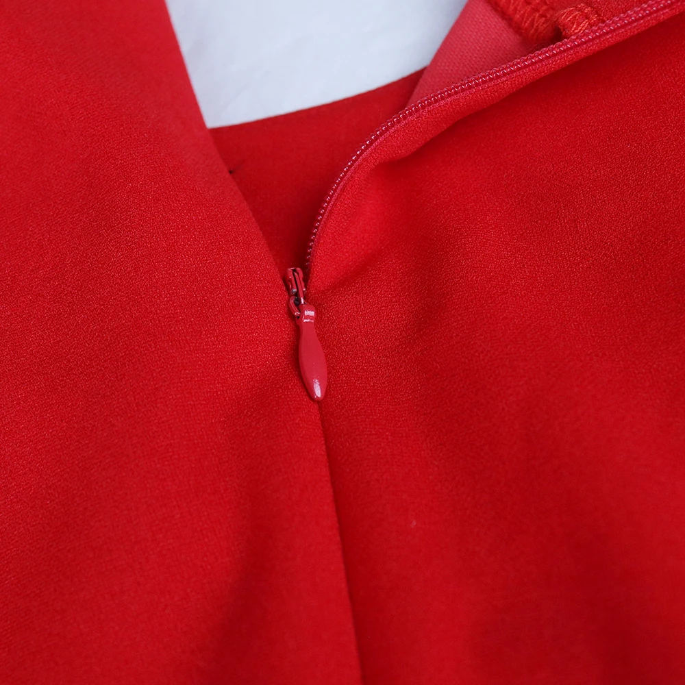 

Bodycon Dress Red O Neck Office Polka Dot Color Block Dresses Plus Size 2XL Evening Party Robes Dropshipping 2021 Summer New