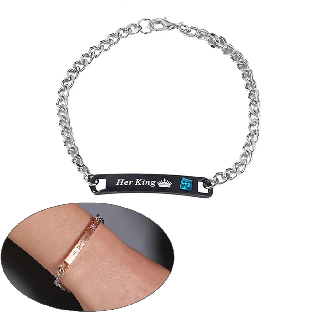 Романтическая любовь его королева ее король Пара Браслеты DIY Творческий любовник