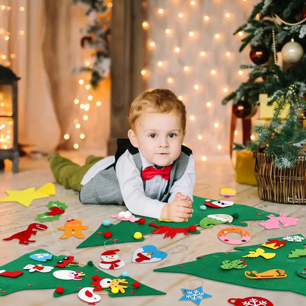 3D DIY войлочная Рождественская елка с орнаментом детские новогодние игрушки