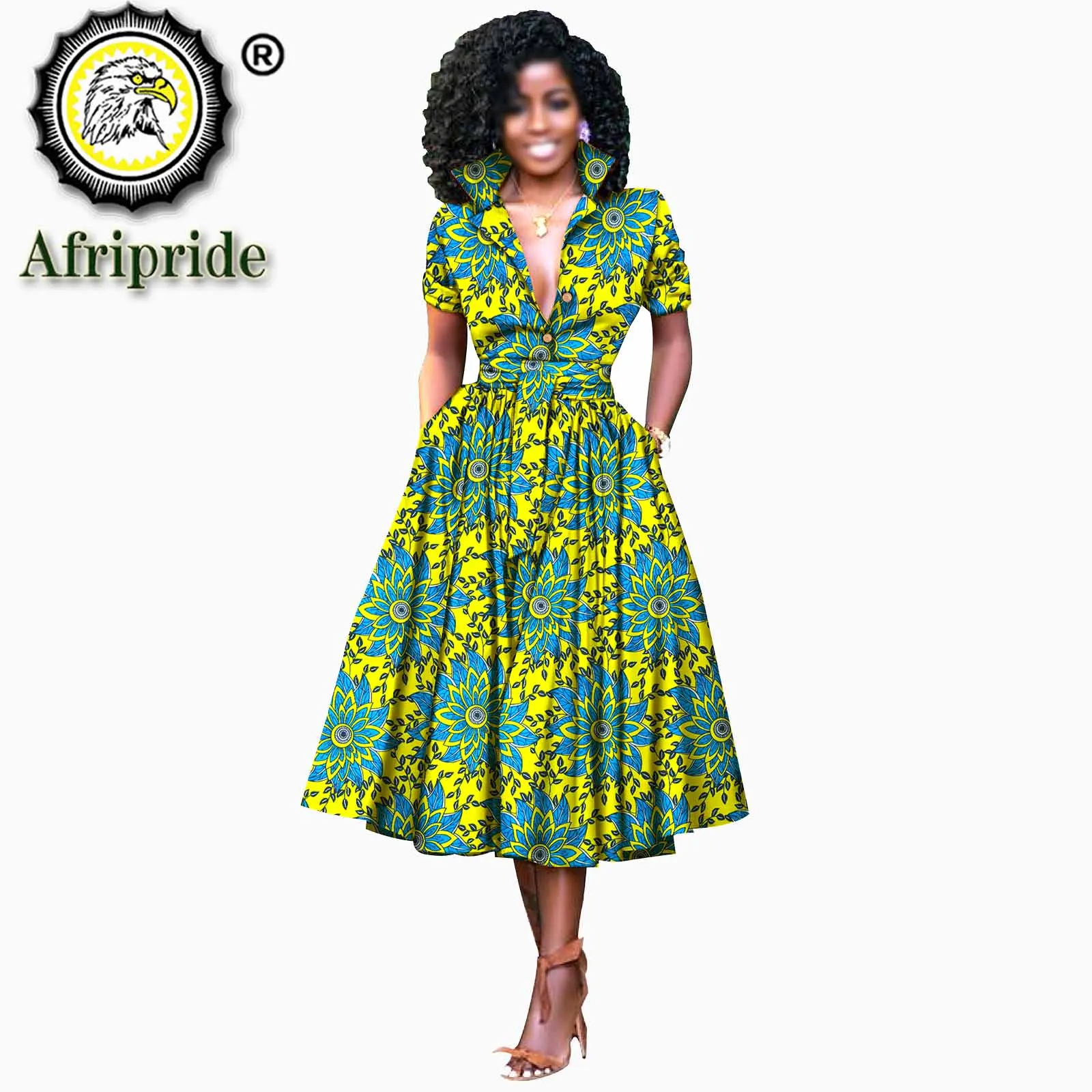 Платье женское Африканское с коротким рукавом формальное из чистого хлопка