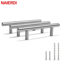 NAIERDI 20PCS Stainless Steel Bar Furniture Handle Brushed Gold Kitchen Handle Black Cabinet Pull with Cuttable Bamboo Screw