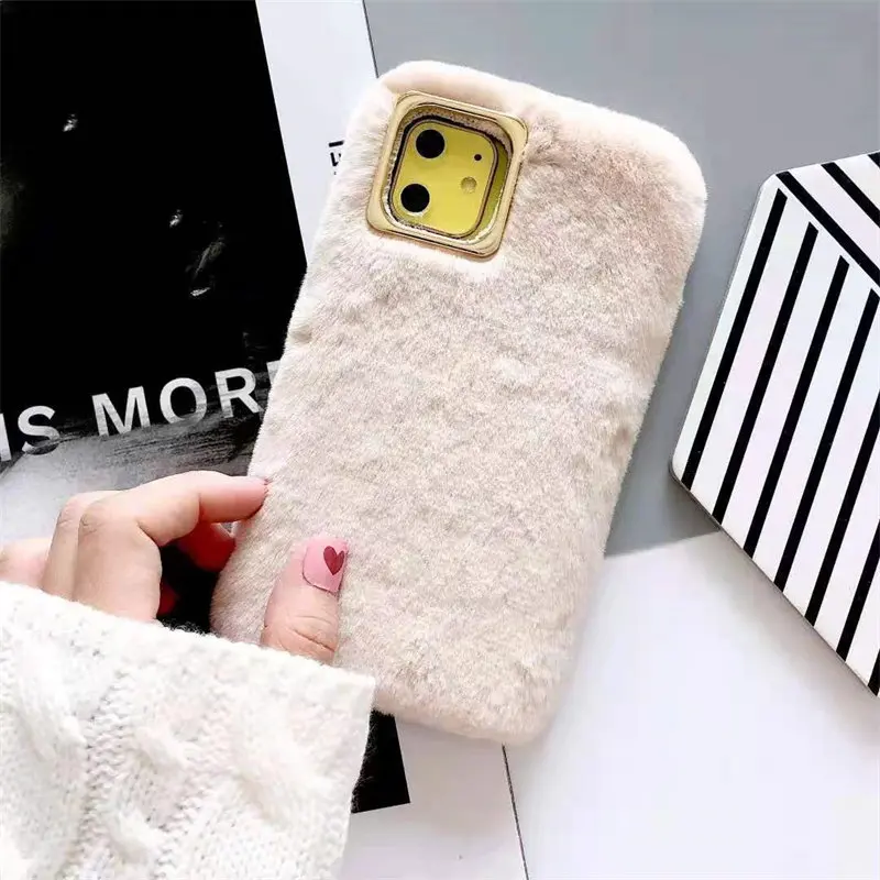 Модный пушистый чехол для телефона iPhone 11 12 13 Pro Max X XR XS 7 8Plus SE2020 плюшевый теплый