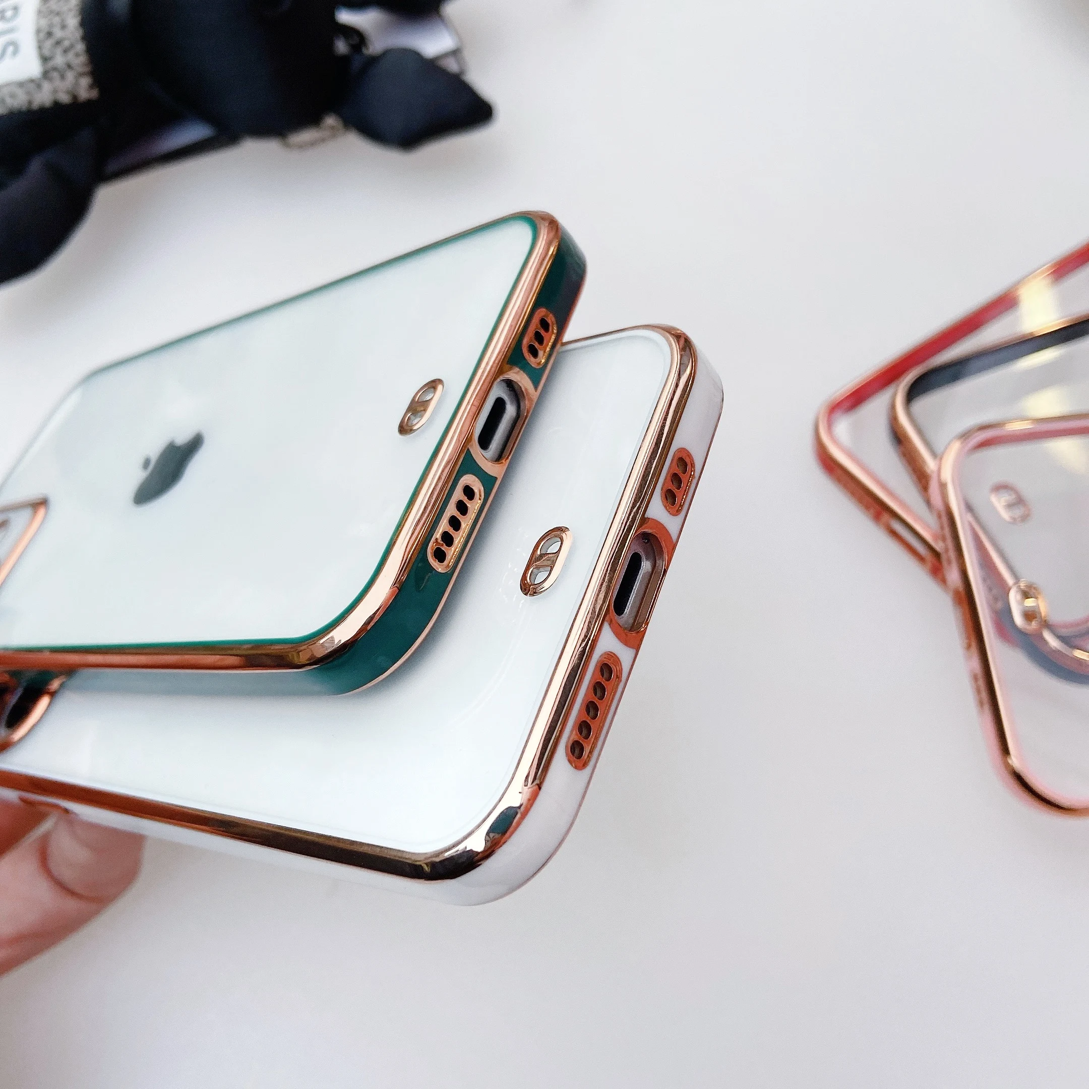 

Luxury Plated Clear Case for iPhone 12 Pro Max 7 8 Plus XR XS X Silicone Square Electroplated Cover for iPhone 11 SE 2020 Cases