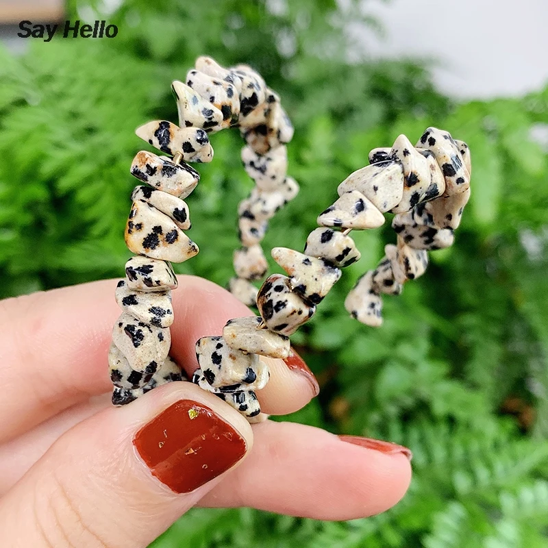 SAY HELLO богемные серьги-кольца из натурального камня с бирюзой и малахитом для