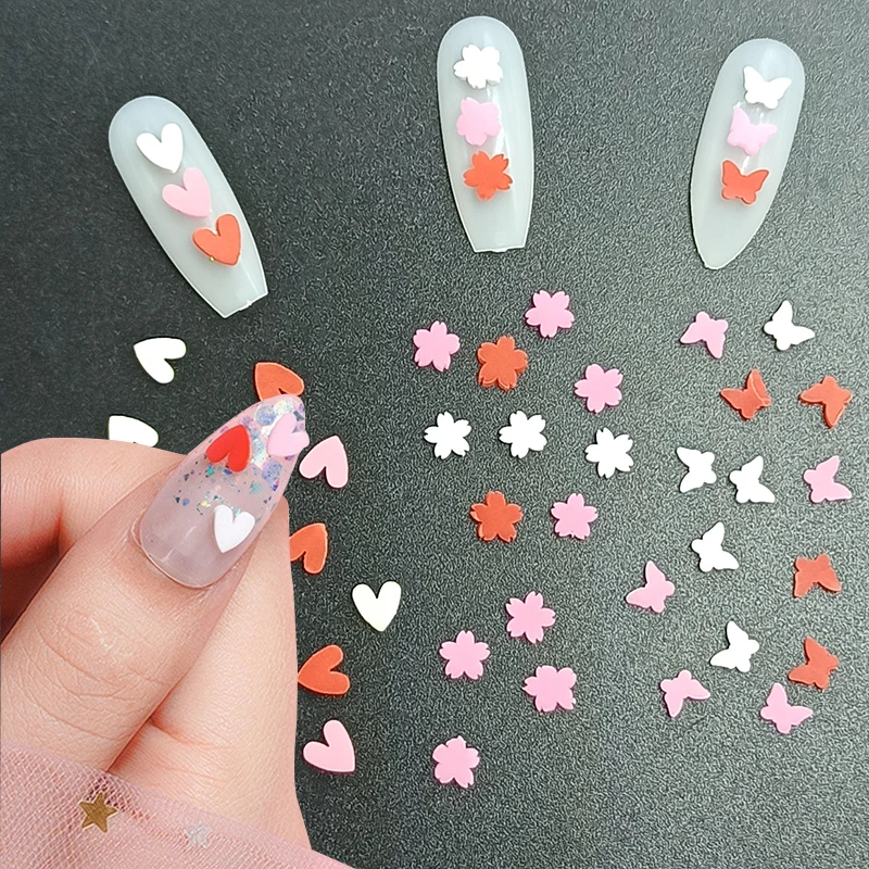 

New Soft Clay Nail Art Decoration Piece Ultra-Thin Heart Snowflake Butterfly Japanese Fingernail Accessories Patch 5g/Bag