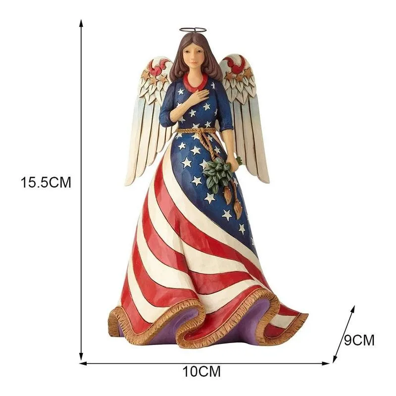 

Patriotic Angel Art Statue Carft Resin Model Toy Home Garden Decoration Ornaments Gift Hot Funny Fairy Princess Figurine Doll