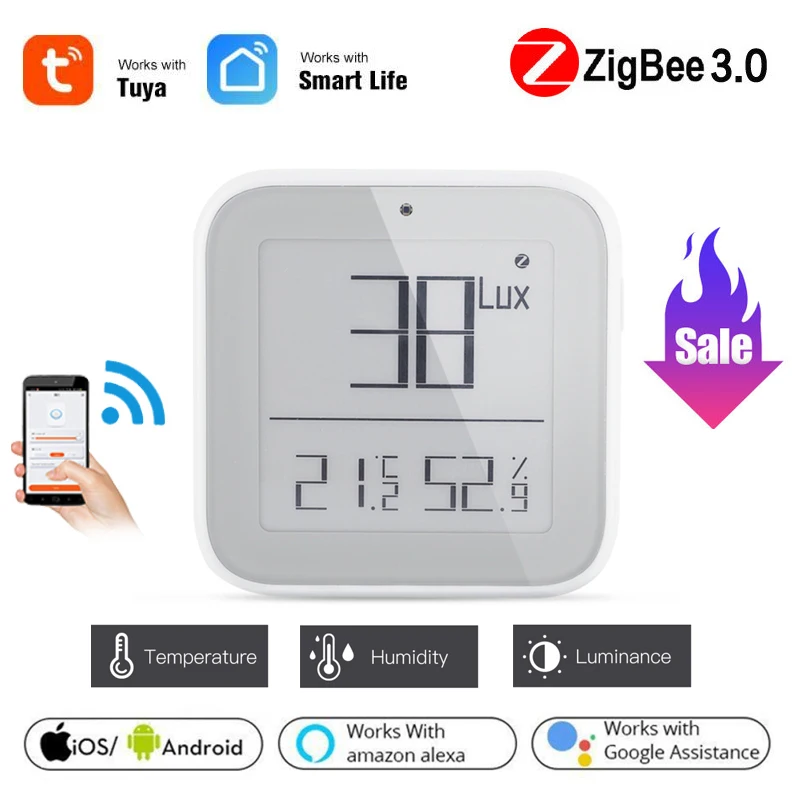 

Умный датчик температуры и влажности ZigBee, Bluetooth-детектор яркости, работает с приложением