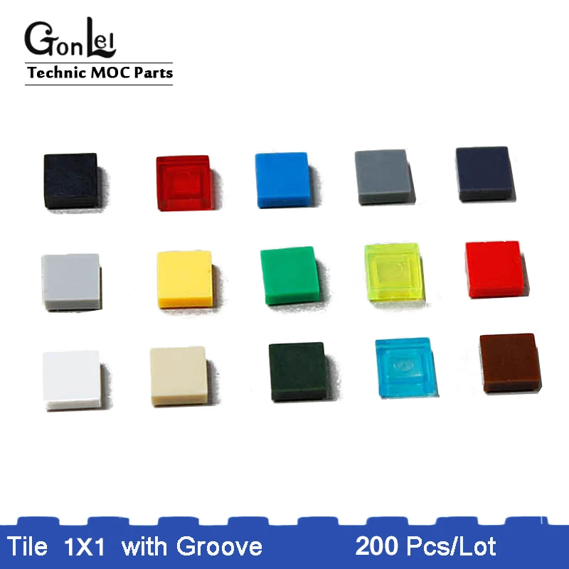 200 шт./лот MOC кирпич плитка 1x1 с паз строительные блоки части DIY образовательные