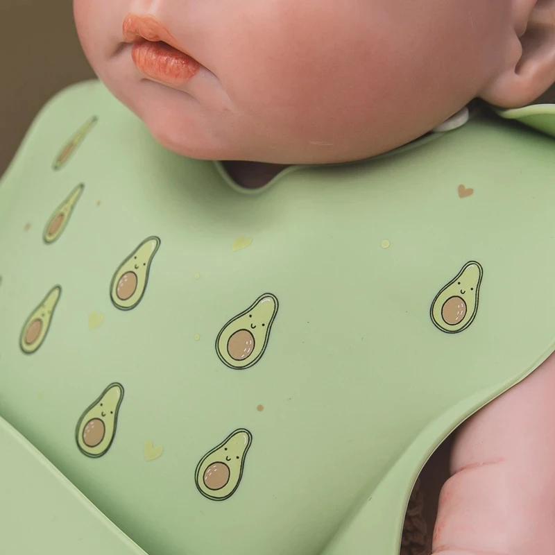 

Waterproof Baby Bibs Soft Silicone Baby Feeding Adjustable Bib Kid Stuff Feeding Cute Avocado Print Newborn Durable Bibs