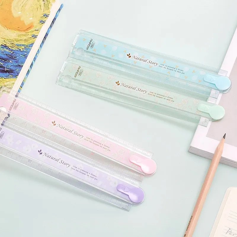 

30cm Transparent Folding Plastic Ruler Drawing Template Stationery School Supplies Students Gift