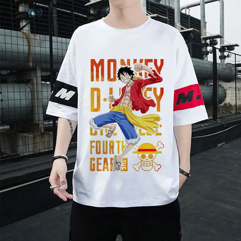 

2021 new spring and summer fashion Japanese style Korean style loose male and female students five-point sleeve top custom tide