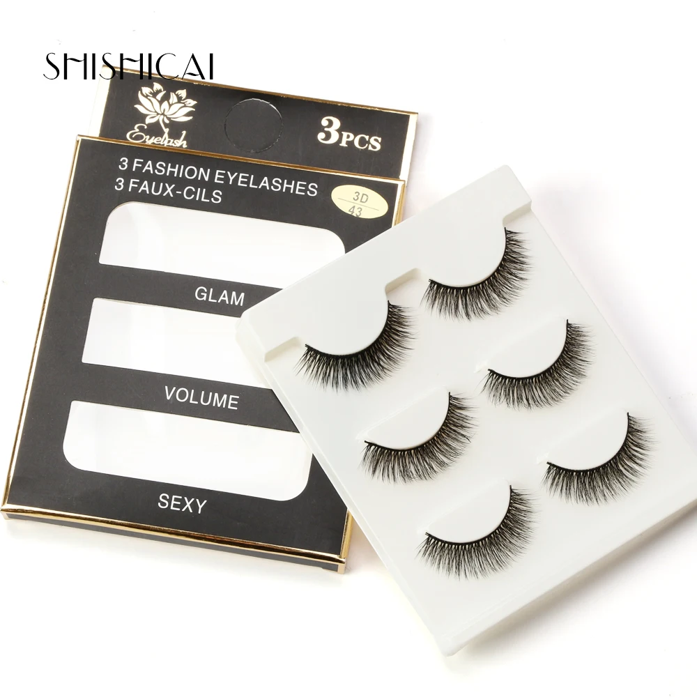 Искусственные норковые 3 пар/компл. 3D накладные ресницы ручной работы черные