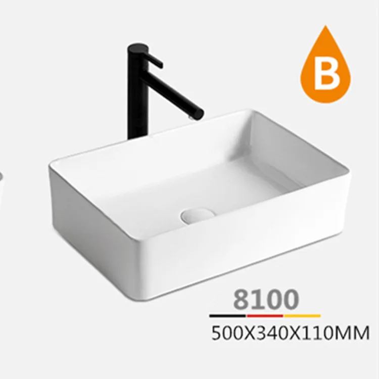 

Bathroom Sink Ceramic White Square Wash Basin Countertop Sinks Drainer Nordic Ceramic Washbasin Art Basin Shampoo Bowl