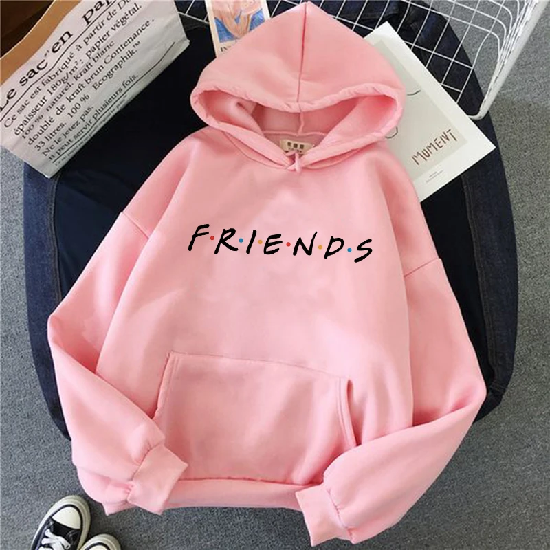 Friends Tv Shows women hoodies pink clothing harajuku ulzzang student Sweatshirt hood Oversized female Graphic hop streetwear