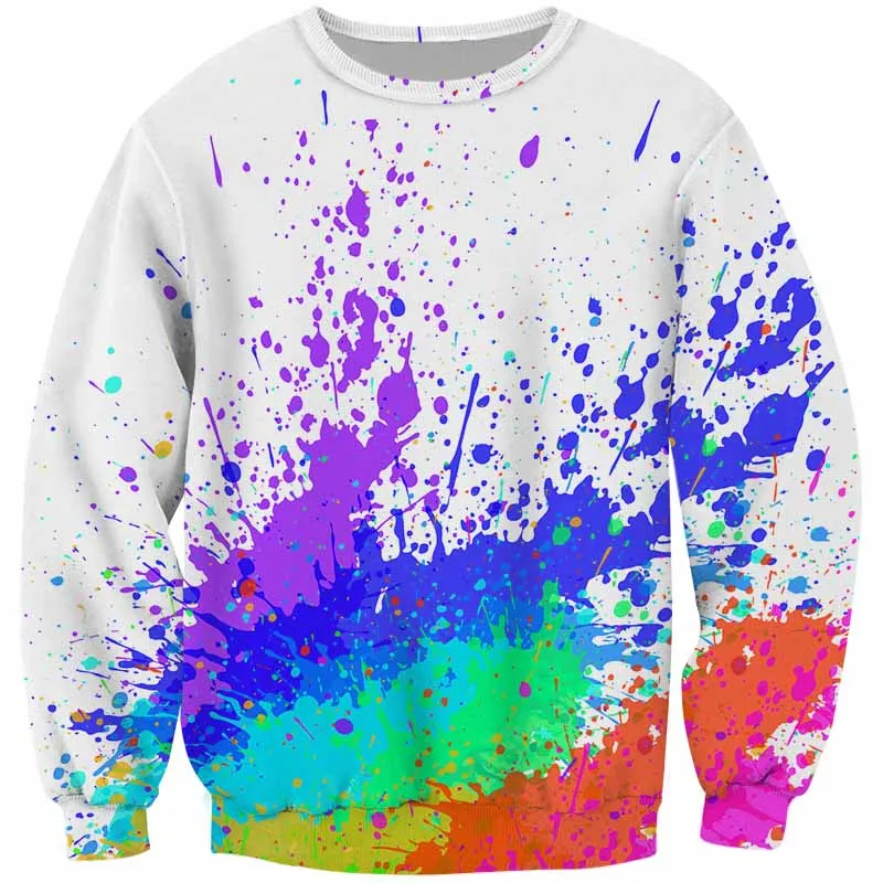 

New 3D Sweatshirt Men Clothes 2021 Splatter Color Paint Dot 3D Print Streetwear Top Pullovers Fashion Plus Size 5XL