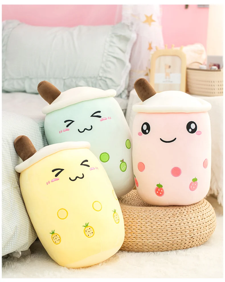 

Animal Bubble Tea Plush Pillows Cartoon Cup Boba Stuffed toy Sofa Cushions Bed Sleeping body Pillow Panda Cat Pig Decor Home