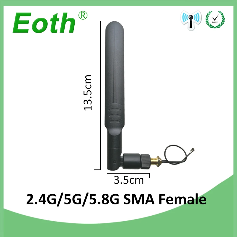 2.4g wifi Antenna 2.4GHz 5GHz 5.8Ghz IOT  8dBi RP-SMA Connector Dual Band 2.4G 5G 5.8G aerial SMA female 21cm Pigtal cable