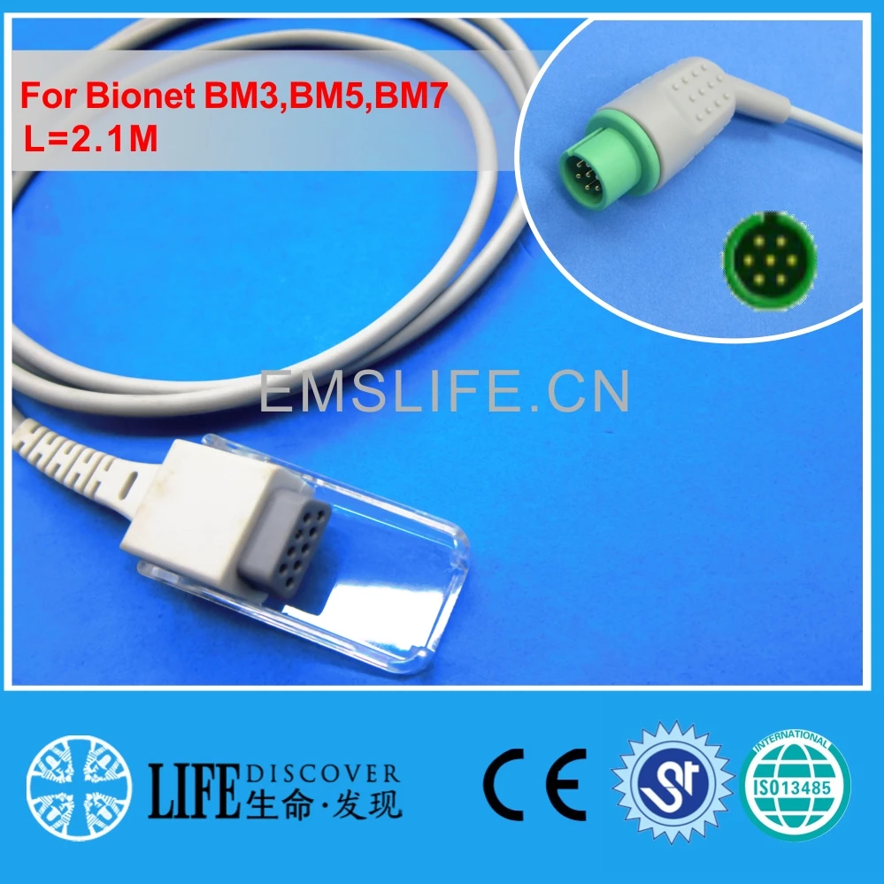 

Spo2 adapter extension cable For Bionet BM3,BM5,BM7 Spo2 oxygen sensor, 2.1M length