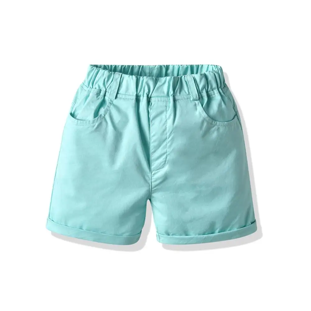 Conjunto de ropa para ni&ntilde;os peque&ntilde;os, camisa de manga corta, Tops, pantalones s&oacute;lidos, pantalones cortos, 4 piezas-4