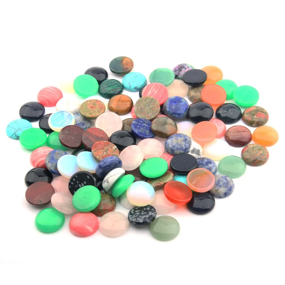 

10pcs Natural Stones Stone Cabochon 12 14 16 18 20 25mm Round No Hole Beads for Making Jewelry DIY Ring accessories Loose Beads