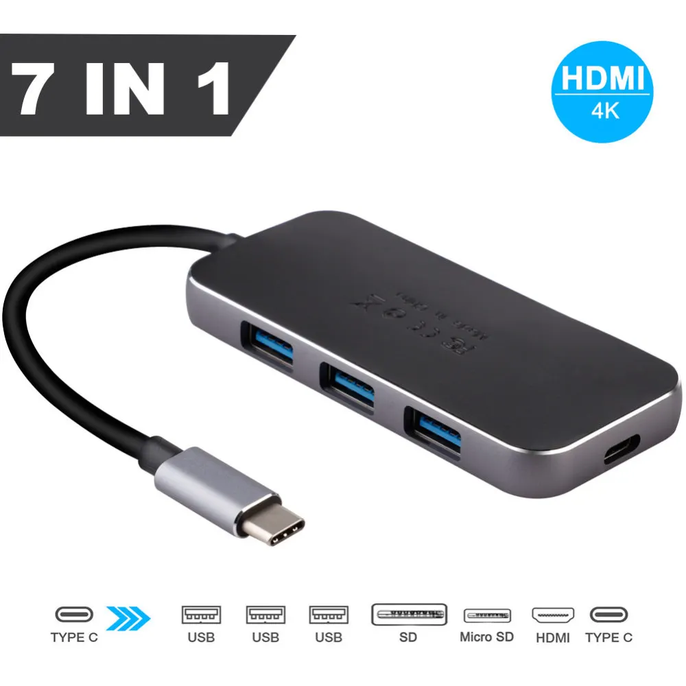 Серебристый Usb-хаб 9 в 1 Thunderbolt 3 type C адаптер док-станция 2 USB 3,0 порт 4K HDMI 1080P VGA RJ45 Gigabit Ethernet для Macbook Pro PC - Цвет: Серебристый