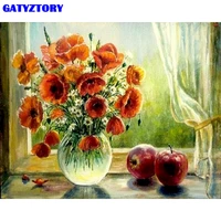 gatyztory paint by numbers kits for adults kids flowers on canvas painting apple acrylic paints decorative frames diy home decor