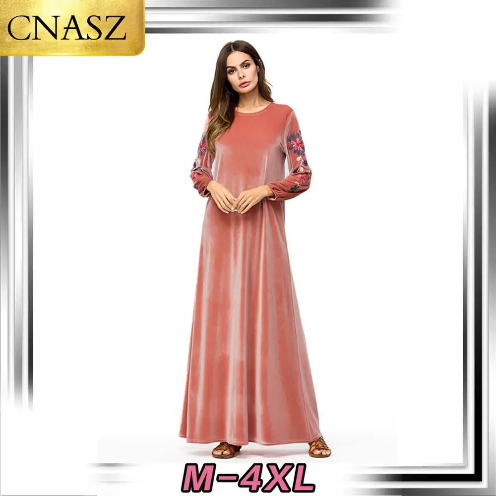 Мусульманское простое вышитое модное элегантное платье Ближний Восток сшивание