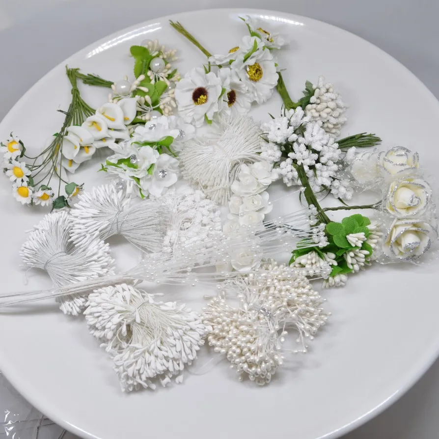 Белый гибридный цветок ANZUN, тычинки вишни, ягоды, букет «сделай сам», торты, Рождественский Декор