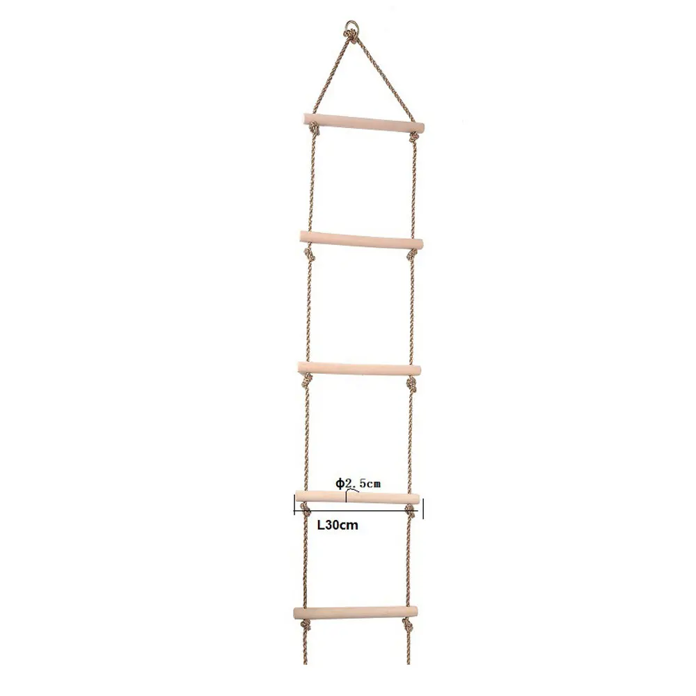 5 Wooden Rungs PE Rope Ladder Children Climbing Toy Kids Sport Swing Safe Fitness Toys Equipment Indoor Outdoor Garden Ma14 | Спорт и
