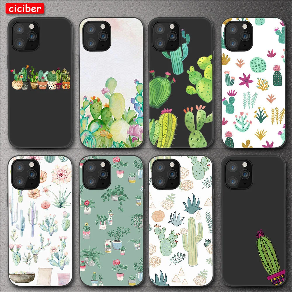 

Plant Cactus Case For iPhone 11 12 Pro Max Mini Cover for iPhone X XR XS MAX 7 8 6 6S Plus 5S SE 2020 Soft TPU Phone Back Fundas