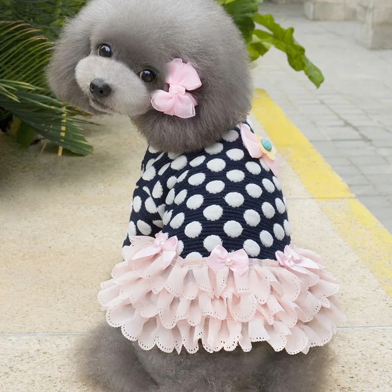 Платье для собаки Тедди Осень Зима Одежда принцесса Бишон Pettiskirt одежда домашнего