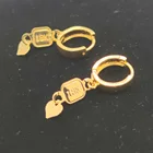 Новое поступление, подарок при покупке! Искренне женские часы 18 K штамп желтое золото заполнены твердых Серьги Rococo сердце замка висячие серьги-капельки