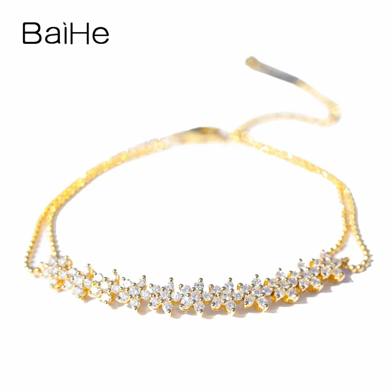 BAIHE однотонное 14K желтое золото 1ct H/SI натуральные бриллианты свадебные женские
