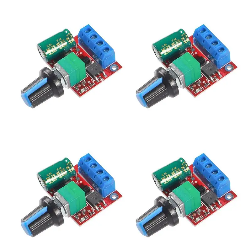 

4PCS 5A 90W Adjustable W PWM DC 4.5V-35V Driver Motor Speed Controller Regulator Built-in LED Indicator with Speed Control Knob