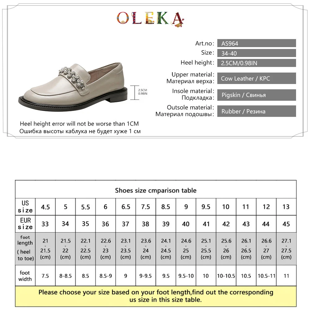 

OLEKA New 2020 Basic Flats String Bead Strange Heeldress Spring/autumn Shoes Woman Flats Round Toe Fashion Style Leather AS964