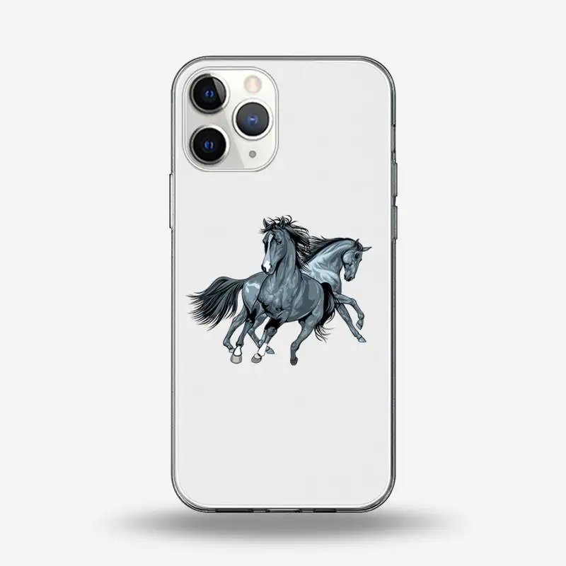 

The beauty running horse Phone Case Transparent for iPhone 6 7 8 11 12 s mini pro X XS XR MAX Plus custom protective shell