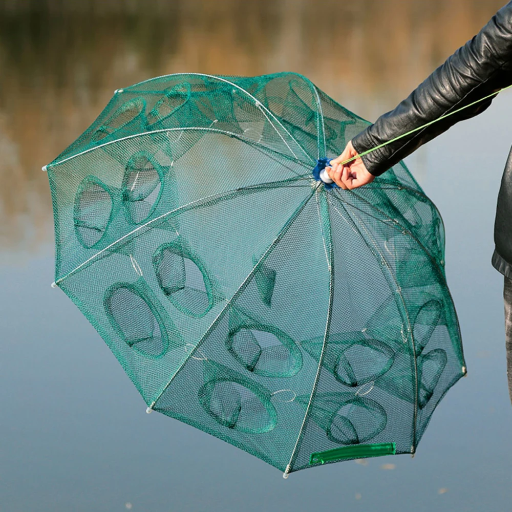 Рыболовная сеть Автоматическая нейлоновая складная с 4 20 отверстиями|Рыболовные