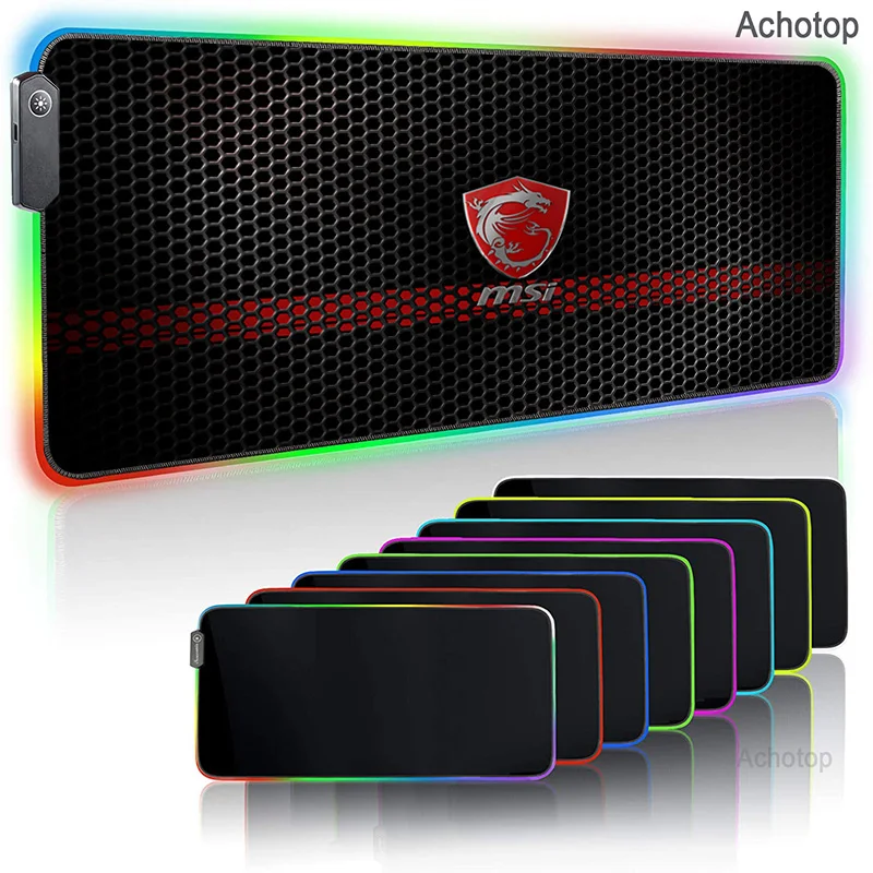 

MSI RGB Gaming Mouse Pad Red Dragon Large Led Computer Gamer Mousepad Mouse Mat xxl Carpet For keyboard Desk Mat with Backlight