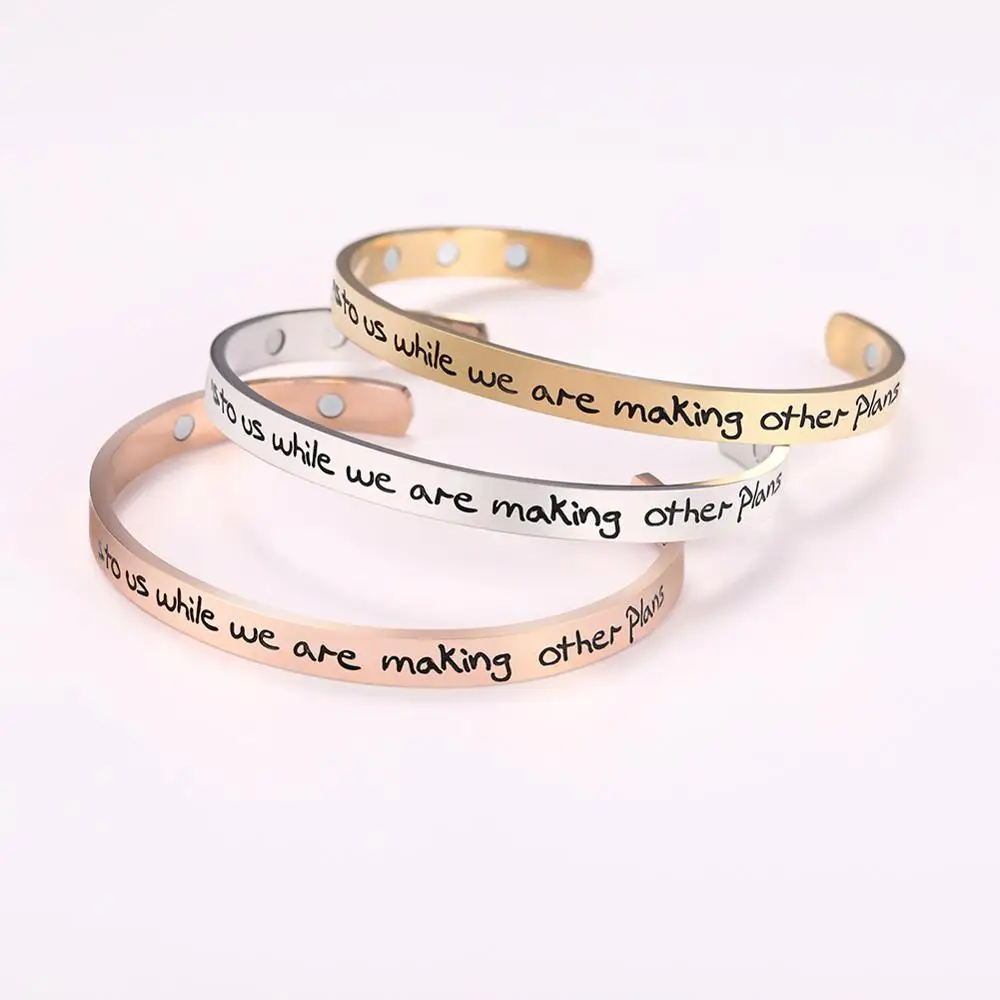 Нержавеющая сталь Skyrim цитата поговорка браслеты манжеты простые розовое золото