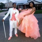 Розовый жилет для детей Женская длинная белая куртка Мужские свадебные костюмы в стиле смокинга жениха комплект из 3 предметов блейзер мужской костюм для выпускного вечера,