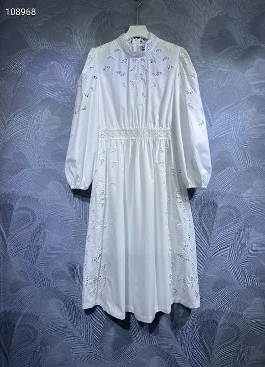 

2021 Hollow Out Zipper COTTON Dresses Dresses for Women Dresses Women Dress Elegant Long Sleeve Dress